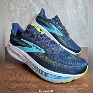 Brooks Ghost 17 Mens Running Shoes Size 10 EE Wide Blue Yellow Nitrogen Injected